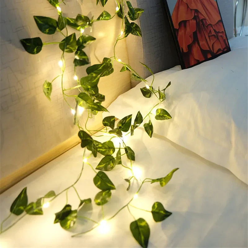 Green Leaf String Lights Home Decor